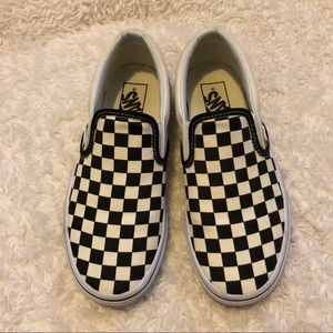 Checkered vans slip ons